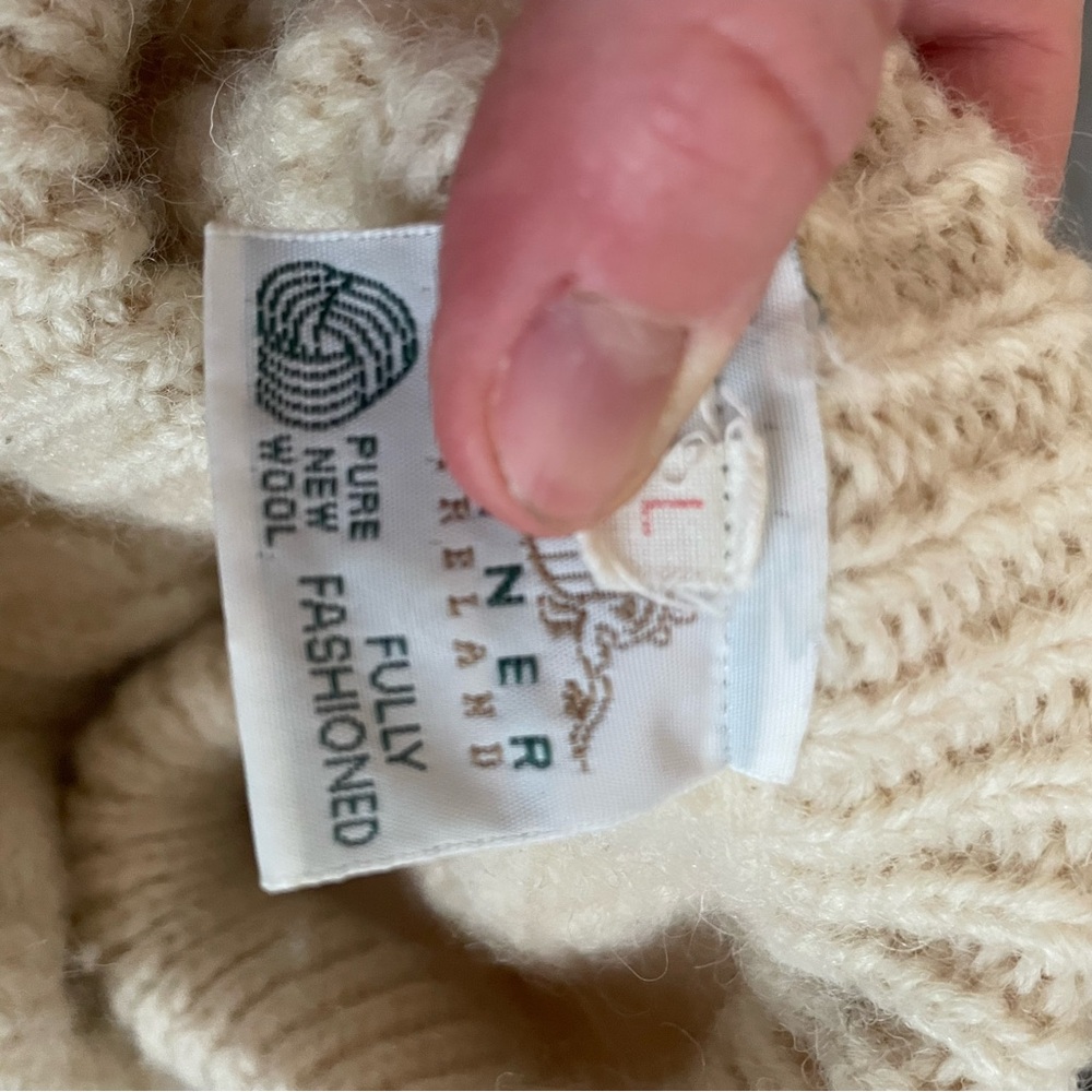 VTG Women's Bonner of Ireland Fisherman Core Wool Chunky Cable Knit Sweater L - Picture 4 of 5